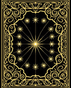Golden Stars Black Celestial Rug