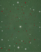 Green Festive Red Orb Snowflake Burst Rug