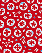 Vibrant Red Abstract Flower Burst Rug