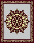 Deep Red and Gold Medallion Mandala Rug