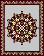 Deep Red and Gold Medallion Mandala Rug