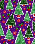 Christmas Trees Holly Red Flowers Rug