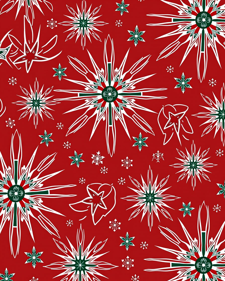Festive Red White Green Starburst Rug