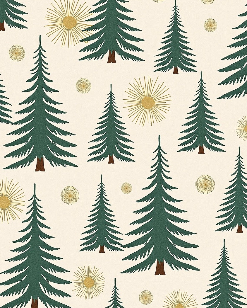 Dark Green Pine Sunburst Contemporary Ivory Rug