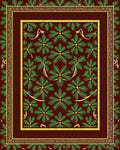 Deep Red Emerald Leaf Border Rug