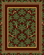 Deep Red Emerald Leaf Border Rug