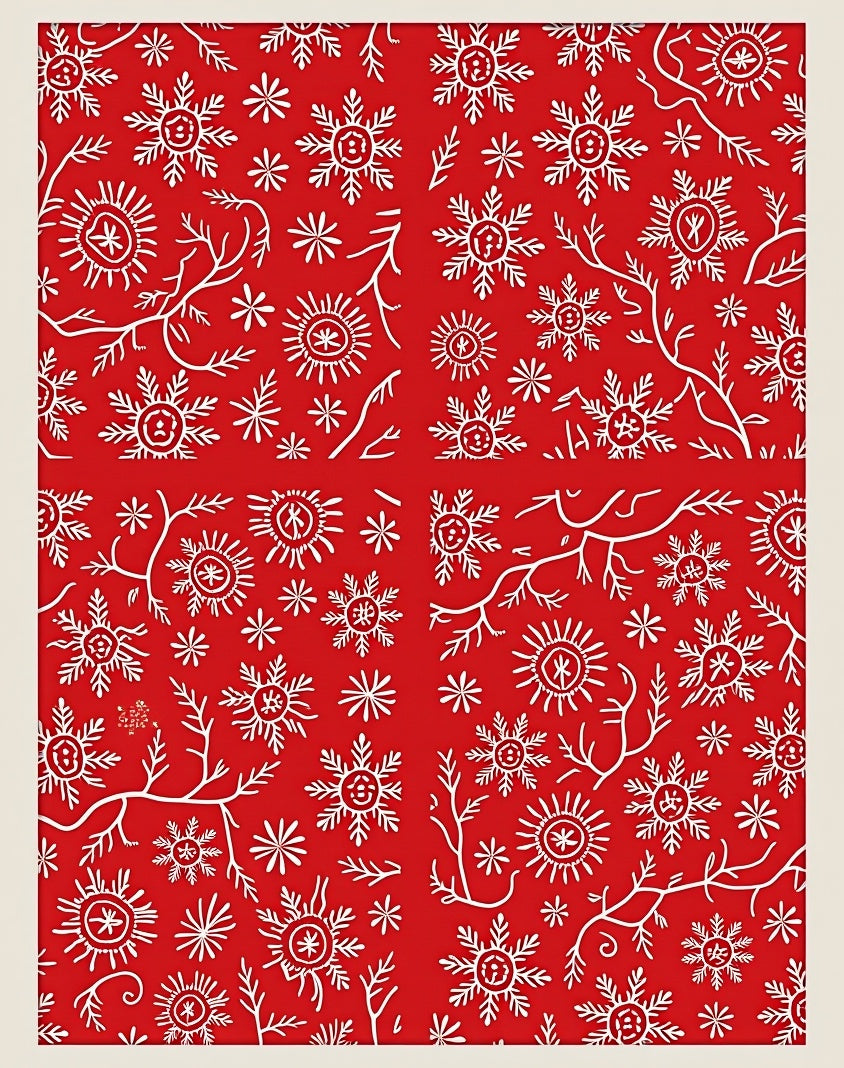 Crimson Snow Flake Branches Rug