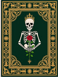 Gothic Skeleton Rose Crowned Emerald Rug