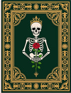Gothic Skeleton Rose Crowned Emerald Rug