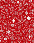 Red White Holiday Ornaments Snowflakes Vines Rug