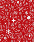 Red White Holiday Ornaments Snowflakes Vines Rug