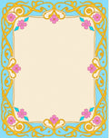 Art Nouveau Gold Floral Blue Frame Rug