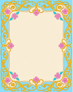 Art Nouveau Gold Floral Blue Frame Rug