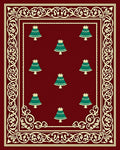 Deep Red Emerald Bells Border Rug