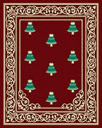 Deep Red Emerald Bells Border Rug
