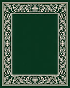 Dark Green Cream Floral Border Rug