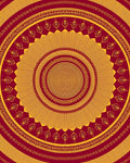 Crimson Gold Radial Sunburst Mandala Rug