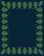 Dark Blue Pine Sprig Border Rug