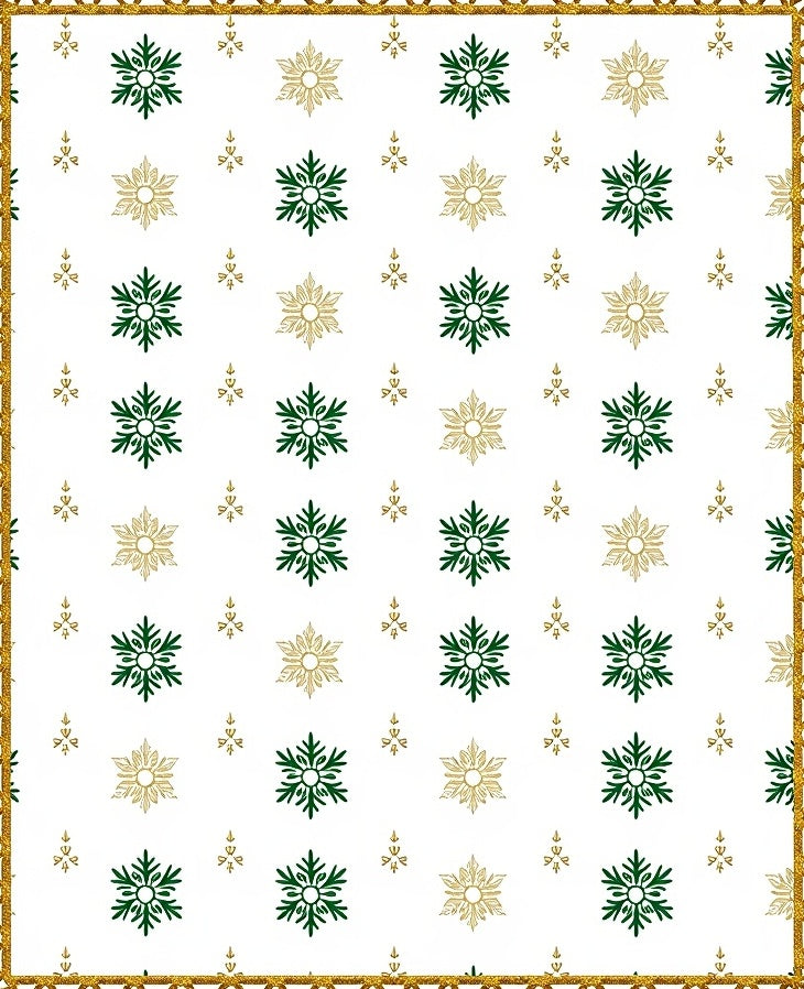 Green Gold Snowflake Scatter Rug