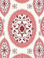 Crimson Coral Medallion Mandala Rug