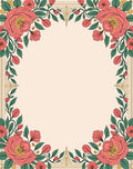 Coral Floral Garland Gold Frame Rug