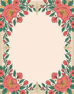 Coral Floral Garland Gold Frame Rug