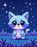 Cute Blue Raccoon Starry Night Rug