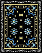 Black Snowflake Blue Yellow Border Rug