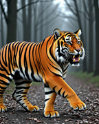 Bold Orange Tiger Striped Wild Animal Rug