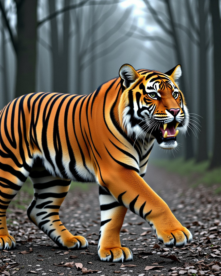 Bold Orange Tiger Striped Wild Animal Rug