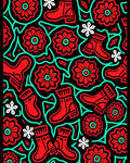 Red Boots Mint Green Floral Outline Rug
