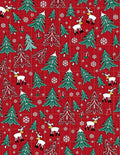Christmas Red Snowflakes Reindeer Trees Rug