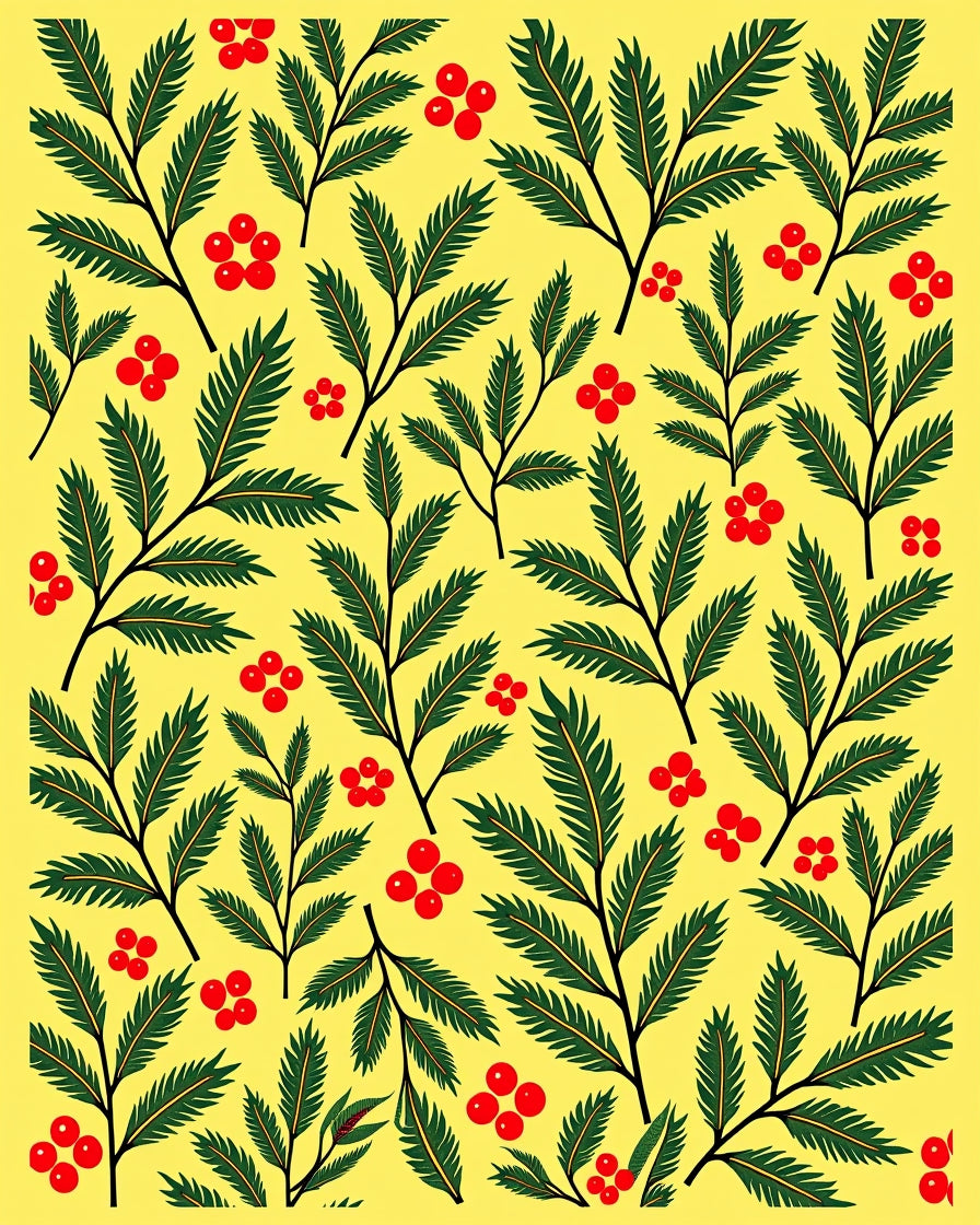 Golden Yellow Berry Foliage Repeat Rug