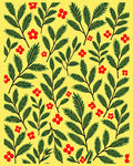 Golden Yellow Berry Foliage Repeat Rug