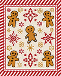 Festive Gingerbread Man Red Snowflake Rug