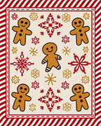 Festive Gingerbread Man Red Snowflake Rug