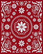 Crimson Snowflake Floral Medallions Rug