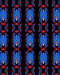 Bold Blue Red Black Geometric Arch Rug