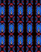 Bold Blue Red Black Geometric Arch Rug