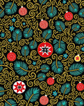 Festive Holiday Ornaments Swirl Red Teal Rug