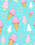 Pastel Pink Ice Cream Snowflakes Trees Rug