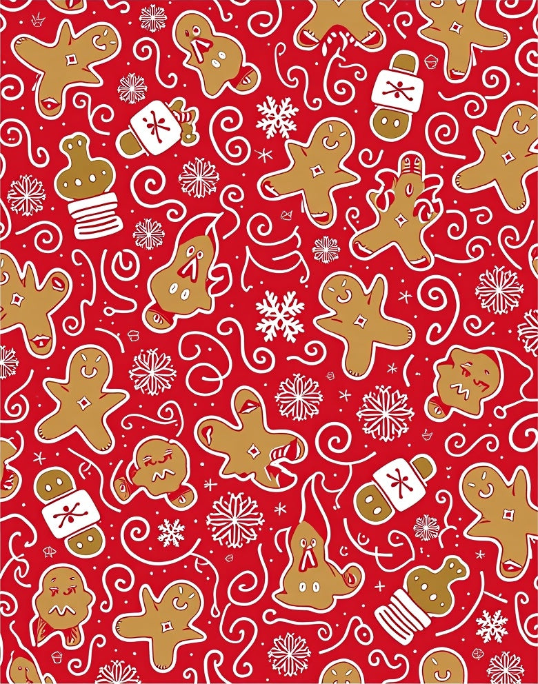Whimsical Gingerbread Man Snowflakes Red Rug