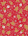 Whimsical Gingerbread Man Snowflakes Red Rug
