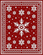 Winter Red Snowflake Medallion Rug
