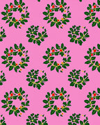 Pink Garden Wreath Red Berry Rug