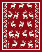 Crimson Red Deer Forest Border Rug