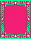 Vibrant Pink Green Shell Swirl Border Rug