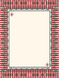 Red Green Stripe Border Floral Rug