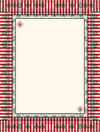 Red Green Stripe Border Floral Rug