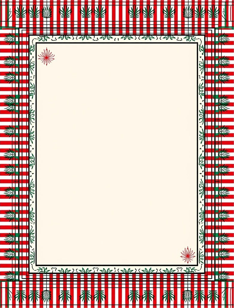 Red Green Stripe Border Floral Rug